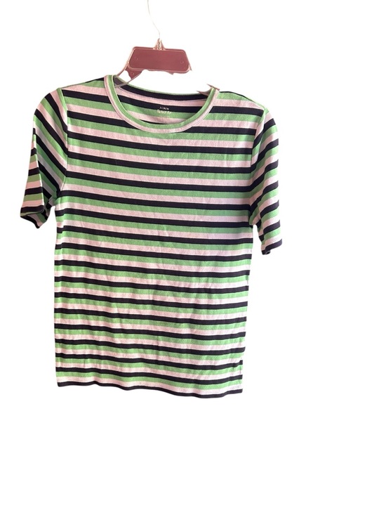 J. Crew Tops - J. Crew green blue white stripes Perfect-Fit cotton T-Shirt Size L
